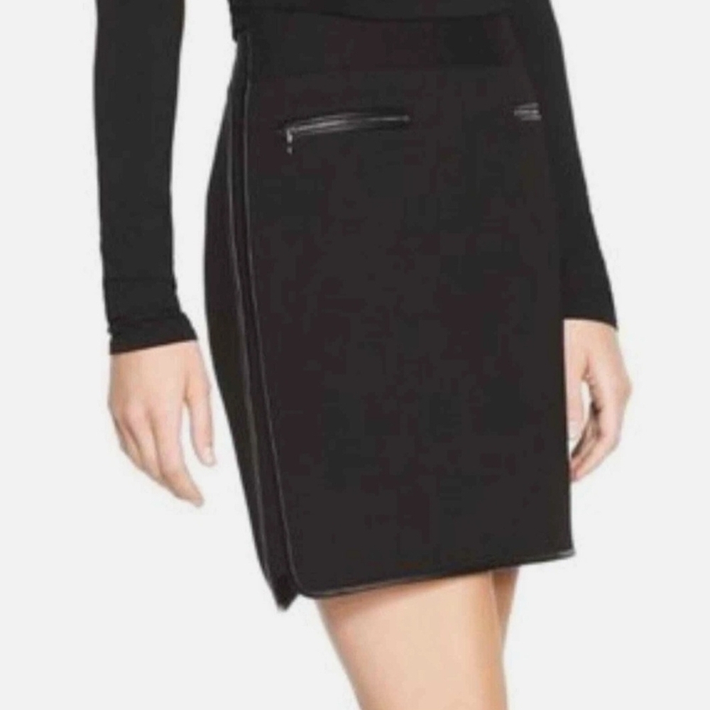 White House Black Market Black Asymmetrical Pencil Mini Skirt